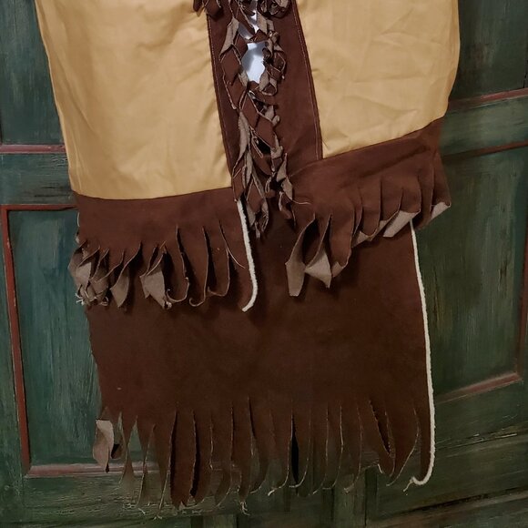 Child's Indian Halloween Costume Handmade Dress-Up Top, Loin Cloth, Ankle Fringe - Picture 2 of 15